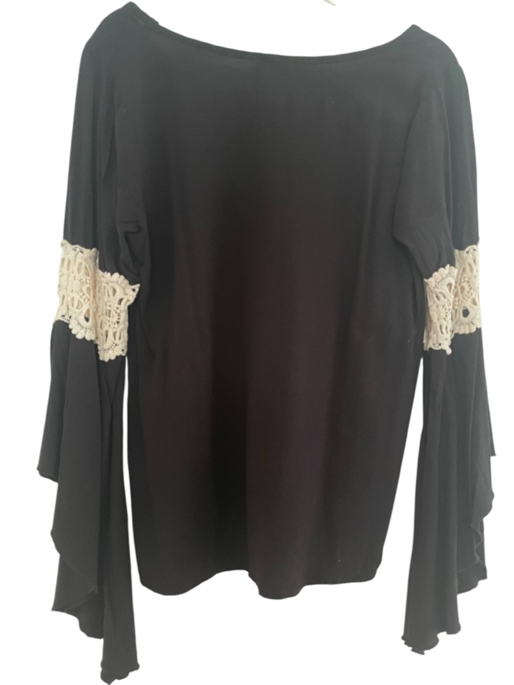 Altar'd State Black Bell Sleeve Top with Crochet Trim (M) - Picture 3 of 6